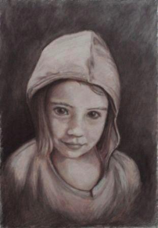 Pencil Paintings - Pencil Portraits - Brown and White Pencil Portrait