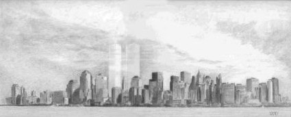 Pencil Paintings - Graphite Paintings - Pencil Cityscape of New York Skyline